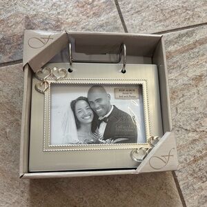 Fetco Home Decor Silver flip picture frame NIB *hearts are discolored*